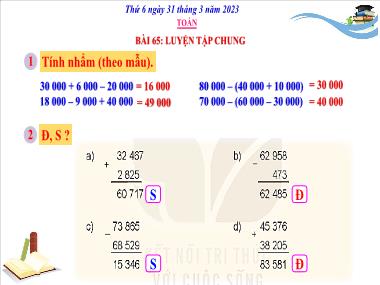Bài giảng Toán 3 KNTT - Bài 65: Luyện tập chung: Cộng trừ trong phạm vi 100 000 (GV: Cao Thị Kim Nga)
