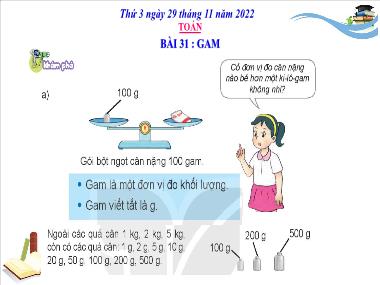 Bài giảng Toán 3 KNTT - Tuần 13, Bài 31: Gam (GV: Cao Thị Kim Nga)