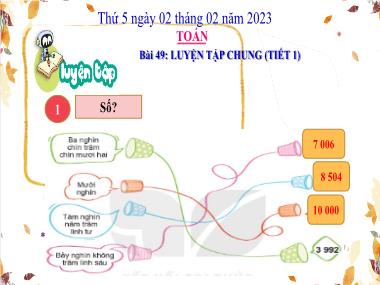 Bài giảng Toán 3 KNTT - Tuần 20, Bài 49: Luyện tập chung (Tiết 1) (GV: Cao Thị Kim Nga)