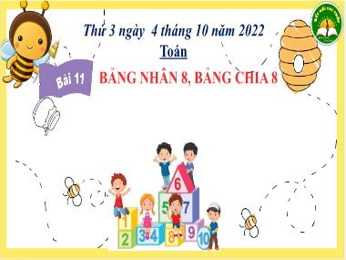 Bài giảng Toán 3 KNTT - Tuần 5, Bài 11: Bảng nhân 8, bảng chia 8 (Tiết 1) (GV: Cao Thị Kim Nga)