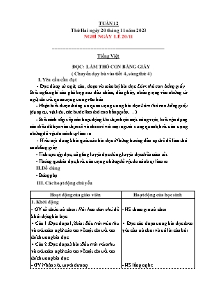 Kế hoạch bài dạy Lớp 4 - Tuần 12