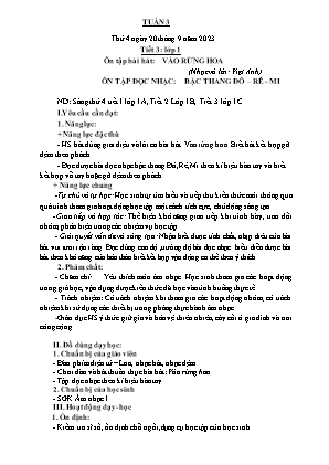 Kế hoạch bài dạy môn Âm Nhạc 1 - Tuần 3, Tiết 3: Ôn tập bài hát: Vào rừng hoa. Ôn tập đọc nhạc: Bậc thang Đô-rê-mi (NH 2023-2024)(GV: Trần Thị Thanh Tình)