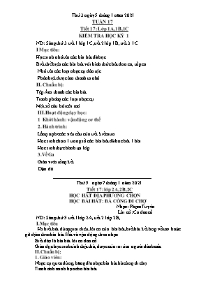 Kế hoạch bài dạy môn Âm Nhạc 1+2+3+4 - Tuần 17 (NH 2020-2021)(GV: Trần Thị Thanh Tình)
