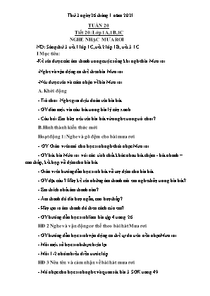 Kế hoạch bài dạy môn Âm Nhạc 1+2+3+4 - Tuần 20 (NH 2020-2021)(GV: Trần Thị Thanh Tình)