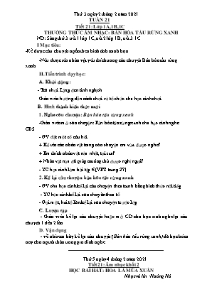 Kế hoạch bài dạy môn Âm Nhạc 1+2+3+4 - Tuần 21 (NH 2020-2021)(GV: Trần Thị Thanh Tình)