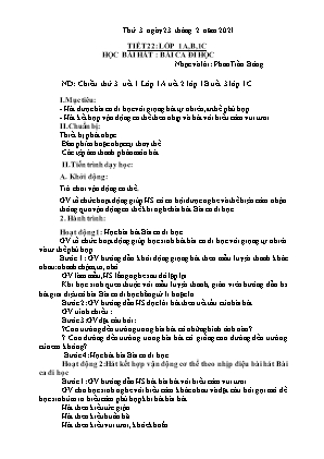 Kế hoạch bài dạy môn Âm Nhạc 1+2+3+4 - Tuần 22 (NH 2020-2021)(GV: Trần Thị Thanh Tình)