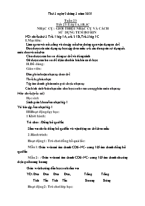 Kế hoạch bài dạy môn Âm Nhạc 1+2+3+4 - Tuần 23 (NH 2020-2021)(GV: Trần Thị Thanh Tình)