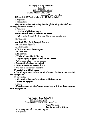 Kế hoạch bài dạy môn Âm Nhạc 1+2+3+4 - Tuần 27 (NH 2020-2021)(GV: Trần Thị Thanh Tình)