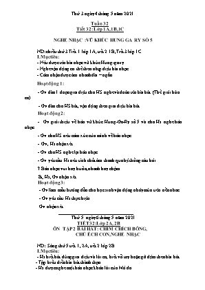 Kế hoạch bài dạy môn Âm Nhạc 1+2+3+4 - Tuần 32 (NH 2020-2021)(GV: Trần Thị Thanh Tình)