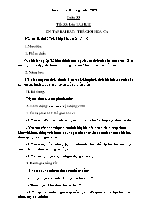 Kế hoạch bài dạy môn Âm Nhạc 1+2+3+4 - Tuần 33 (NH 2020-2021)(GV: Trần Thị Thanh Tình)