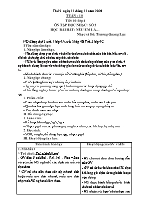 Kế hoạch bài dạy môn Âm Nhạc 1+2+4, GDTC 1, Đạo Đức 1 - Tuần 10 (NH 2024-2025)(GV: Trần Thị Thanh Tình)