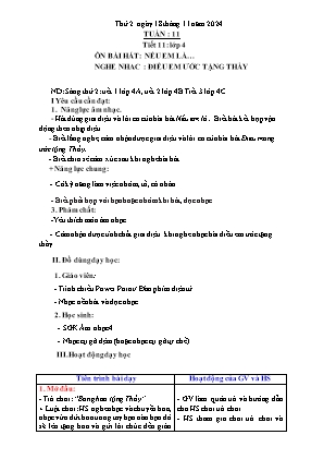 Kế hoạch bài dạy môn Âm Nhạc 1+2+4, GDTC 1, Đạo Đức 1 - Tuần 11 (NH 2024-2025)(GV: Trần Thị Thanh Tình)