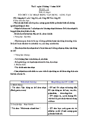 Kế hoạch bài dạy môn Âm Nhạc 1+2+4, GDTC 1, Đạo Đức 1 - Tuần 12 (NH 2024-2025)(GV: Trần Thị Thanh Tình)