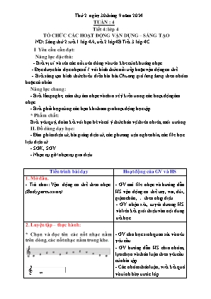 Kế hoạch bài dạy môn Âm Nhạc 1+2+4, GDTC 1, Đạo Đức 1 - Tuần 4 (NH 2024-2025)(GV: Trần Thị Thanh Tình)