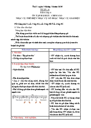 Kế hoạch bài dạy môn Âm Nhạc 1+2+4, GDTC 1, Đạo Đức 1 - Tuần 6 (NH 2024-2025)(GV: Trần Thị Thanh Tình)
