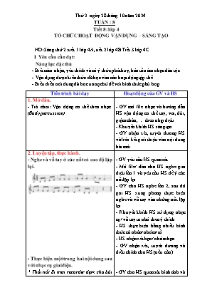Kế hoạch bài dạy môn Âm Nhạc 1+2+4, GDTC 1, Đạo Đức 1 - Tuần 8 (NH 2024-2025)(GV: Trần Thị Thanh Tình)