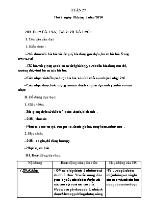 Kế hoạch bài dạy môn Âm nhạc 2 - Tuần 27 (NH 2023-2024)(GV: Trần Thị Thanh Tình)