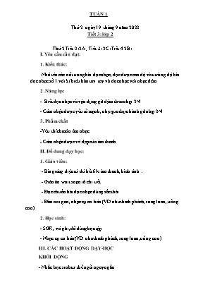 Kế hoạch bài dạy môn Âm Nhạc 2 - Tuần 3, Tiết 3 (NH 2022-2023)(GV: Trần Thị Thanh Tình)