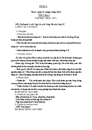 Kế hoạch bài dạy môn Âm Nhạc 2 - Tuần 3, Tiết 3: TĐN số 1 (NH 2023-2024)(GV: Trần Thị Thanh Tình)