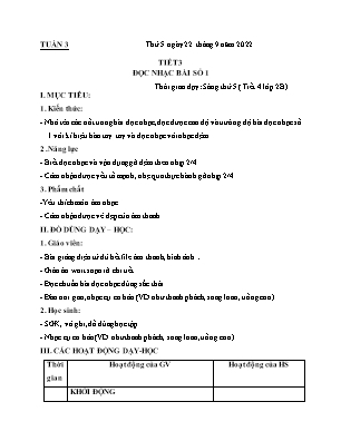 Kế hoạch bài dạy môn Âm Nhạc 2 - Tuần 3, Tiết 3: TĐN số 1 (NH 2022-2023)(GV: Lê Thị Nga)