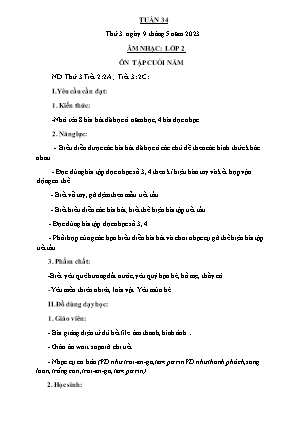 Kế hoạch bài dạy môn Âm Nhạc 2 - Tuần 34: Ôn tập cuối năm (NH 2022-2023)(GV: Trần Thị Thanh Tình)