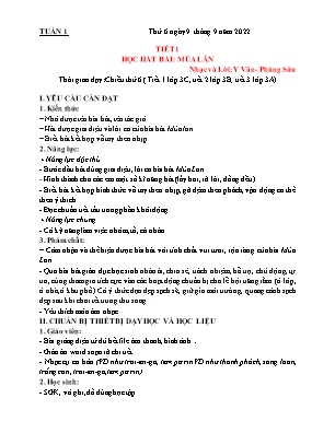 Kế hoạch bài dạy môn Âm Nhạc 3 - Tuần 1, Tiết 1: Học bài hát: Múa lân (NH 2022-2023)(GV: Lê Thị Nga)