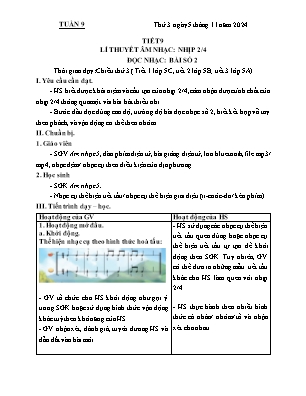 Kế hoạch bài dạy môn Âm Nhạc 3+5, Đạo Đức 2 - Tuần 9 (NH 2024-2025)(GV: Lê Thị Nga)