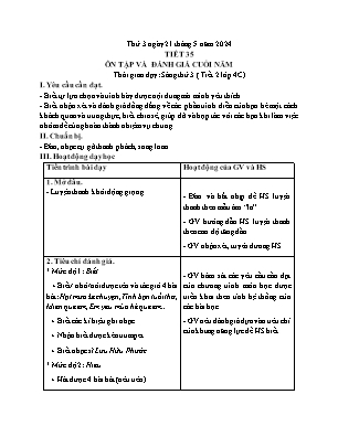Kế hoạch bài dạy môn Âm Nhạc 4 - Tuần 35, Tiết 35: Ôn tập và đánh giá cuối năm (NH 2023-2024)(GV: Lê Thị Nga)