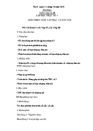 Kế hoạch bài dạy môn Âm Nhạc 4 - Tuần 6, Tiết 6: TĐN số 1. Giới thiệu một vài nhạc cụ dân tộc (NH 2022-2023)(GV: Trần Thị Thanh Tình)