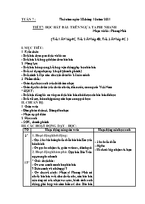 Kế hoạch bài dạy môn Âm Nhạc 4 - Tuần 7, Tiết 7: Học hát bài: Trên ngựa ta phi nhanh (NH 2021-2022)(GV: Lê Thị Nga)