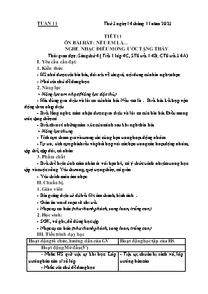 Kế hoạch bài dạy môn Âm Nhạc 4+5, Đạo Đức 1+2 - Tuần 11 (NH 2023-2024)(GV: Lê Thị Nga)