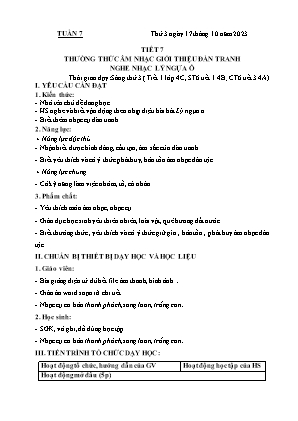Kế hoạch bài dạy môn Âm Nhạc 4+5, Đạo Đức 1+2 - Tuần 7 (NH 2023-2024)(GV: Lê Thị Nga)