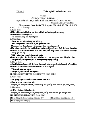 Kế hoạch bài dạy môn Âm Nhạc 4+5, Đạo Đức 2 - Tuần 2 (NH 2023-2024)(GV: Lê Thị Nga)