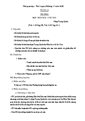 Kế hoạch bài dạy môn Âm Nhạc 5, Thể Dục 2+3+5 - Tuần 12 (NH 2020-2021)(GV: Lê Thị Nga)