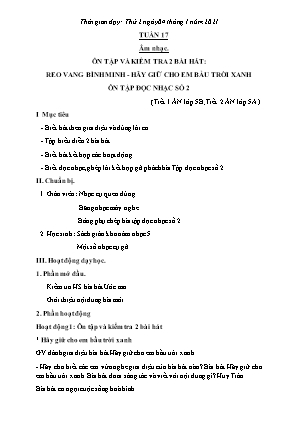 Kế hoạch bài dạy môn Âm Nhạc 5, Thể Dục 2+3+5 - Tuần 17 (NH 2020-2021)(GV: Lê Thị Nga)