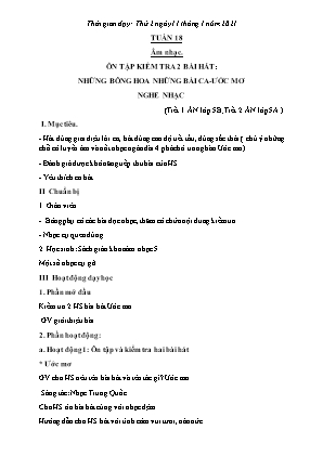 Kế hoạch bài dạy môn Âm Nhạc 5, Thể Dục 2+3+5 - Tuần 18 (NH 2020-2021)(GV: Lê Thị Nga)