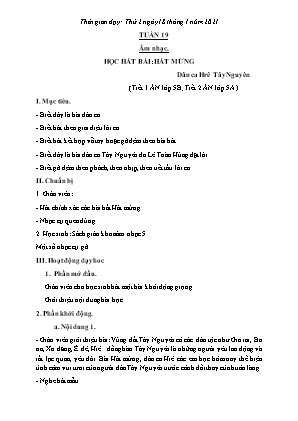 Kế hoạch bài dạy môn Âm Nhạc 5, Thể Dục 2+3+5 - Tuần 19 (NH 2020-2021)(GV: Lê Thị Nga)
