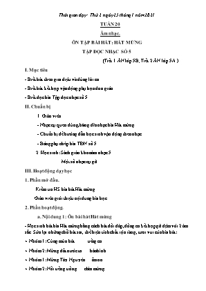 Kế hoạch bài dạy môn Âm Nhạc 5, Thể Dục 2+3+5 - Tuần 20 (NH 2020-2021)(GV: Lê Thị Nga)