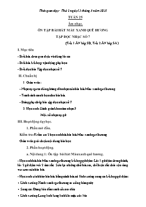 Kế hoạch bài dạy môn Âm Nhạc 5, Thể Dục 2+3+5 - Tuần 25 (Năm học 2020-2021)(GV: Lê Thị Nga)