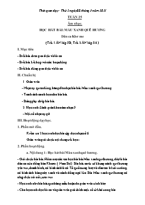Kế hoạch bài dạy môn Âm Nhạc 5, Thể Dục 2+3+5 - Tuần 25 (NH 2020-2021)(GV: Lê Thị Nga)
