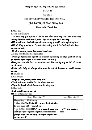 Kế hoạch bài dạy môn Âm Nhạc 5, Thể Dục 2+3+5 - Tuần 26 (NH 2020-2021)(GV: Lê Thị Nga)