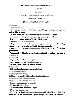 Kế hoạch bài dạy môn Âm Nhạc 5, Thể Dục 2+3+5 - Tuần 27 (NH 2020-2021)(GV: Lê Thị Nga)