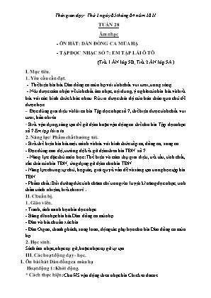 Kế hoạch bài dạy môn Âm Nhạc 5, Thể Dục 2+3+5 - Tuần 28 (NH 2020-2021)(GV: Lê Thị Nga)