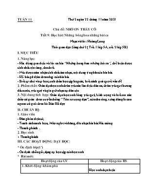 Kế hoạch bài dạy môn Âm Nhạc 5 - Tuần 11, Tiết 9: Học hát: Những bông hoa những bài ca (NH 2021-2022)(GV: Lê Thị Nga)