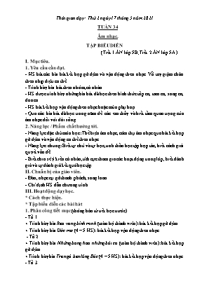 Kế hoạch bài dạy môn Âm Nhạc 5 - Tuần 34: Tập biểu diễn (NH 2020-2021)(GV: Lê Thị Nga)