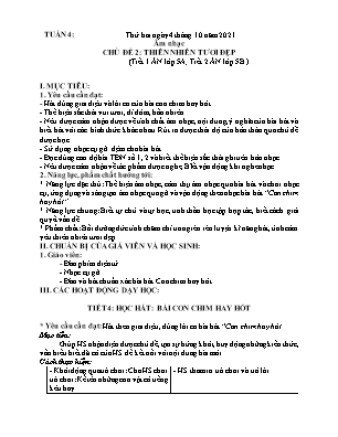 Kế hoạch bài dạy môn Âm Nhạc 5 - Tuần 4, Tiết 4: Học hát: Con chim hay hót (NH 2021-2022)(GV: Lê Thị Nga)