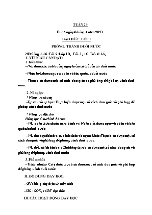 Kế hoạch bài dạy môn Đạo Đức 1 - Tuần 29, Bài: Phòng, tránh đuối nước (NH 2022-2023)(GV: Trần Thị Thanh Tình)