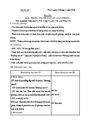 Kế hoạch bài dạy môn Đạo Đức 1+2, Âm Nhạc 4+5 - Tuần 28 (NH 2023-2024)(GV: Lê Thị Nga)