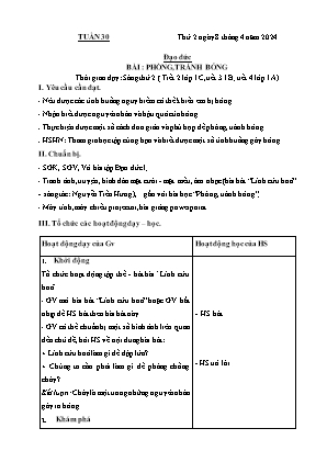 Kế hoạch bài dạy môn Đạo Đức 1+2, Âm Nhạc 4+5 - Tuần 30 (NH 2023-2024)(GV: Lê Thị Nga)