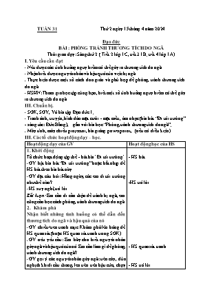 Kế hoạch bài dạy môn Đạo Đức 1+2, Âm Nhạc 4+5 - Tuần 31 (NH 2023-2024)(GV: Lê Thị Nga)